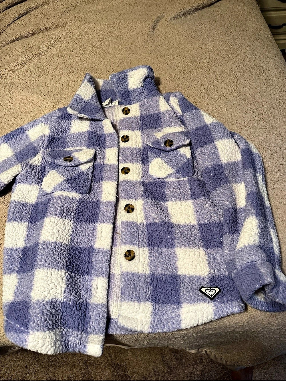 Roxy Checkered Jacket in Purple & White Size Medium